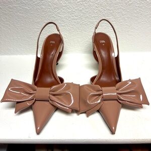 Zara kitten heels large bow mules. EU 39